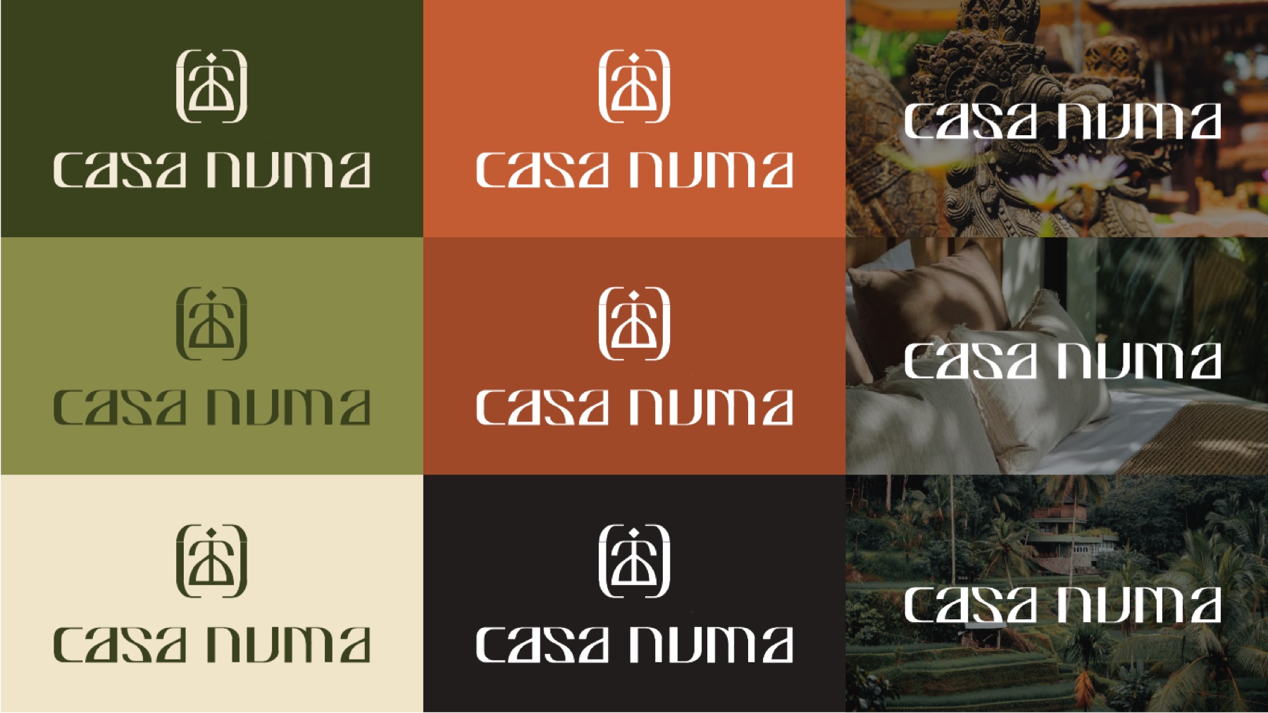 Système de logo Casa Numa sur couleurs et photographies